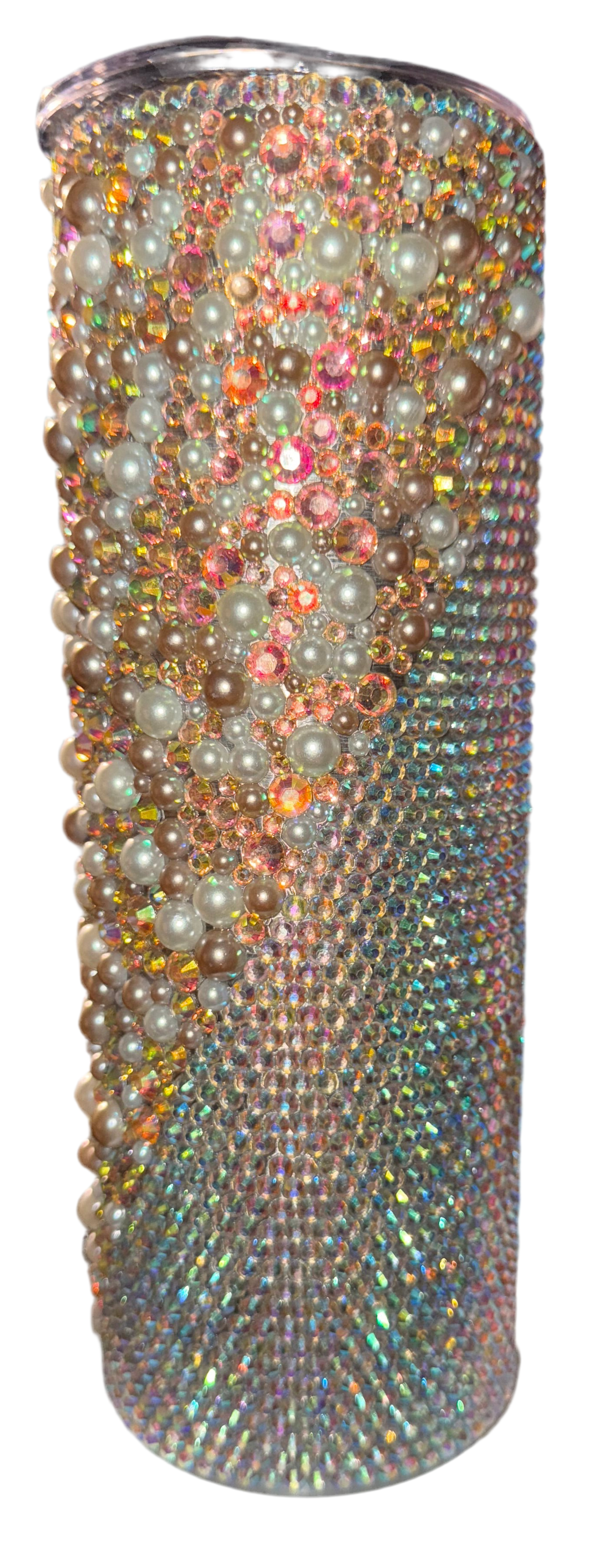 Champagne Bling Babe Pearl Wave Tumbler – 20 oz Glam Cup